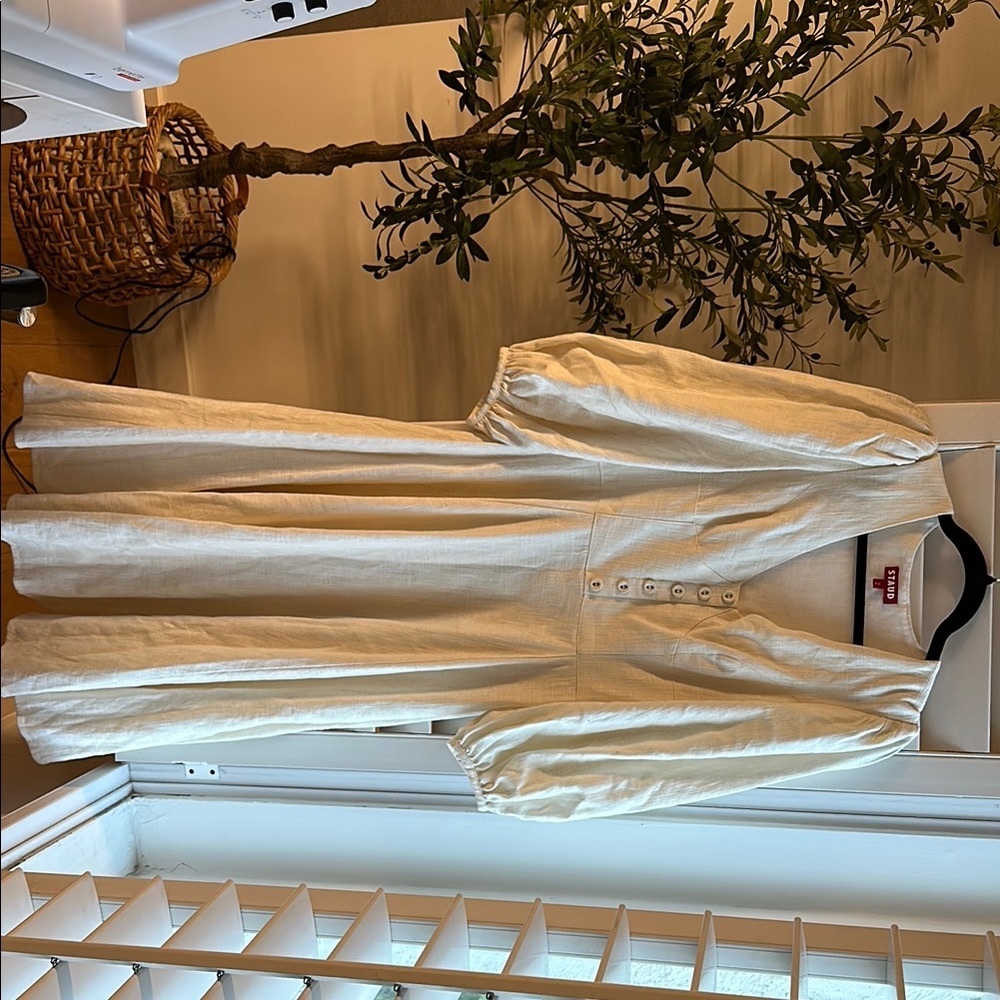 Staud Cream Linen Midi Dress Sz 2